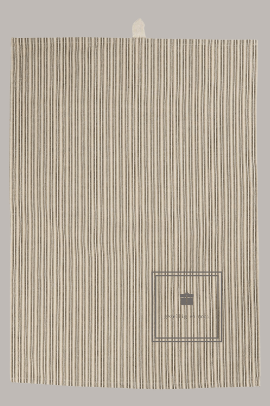 Theedoek Grijs/zwart streepje