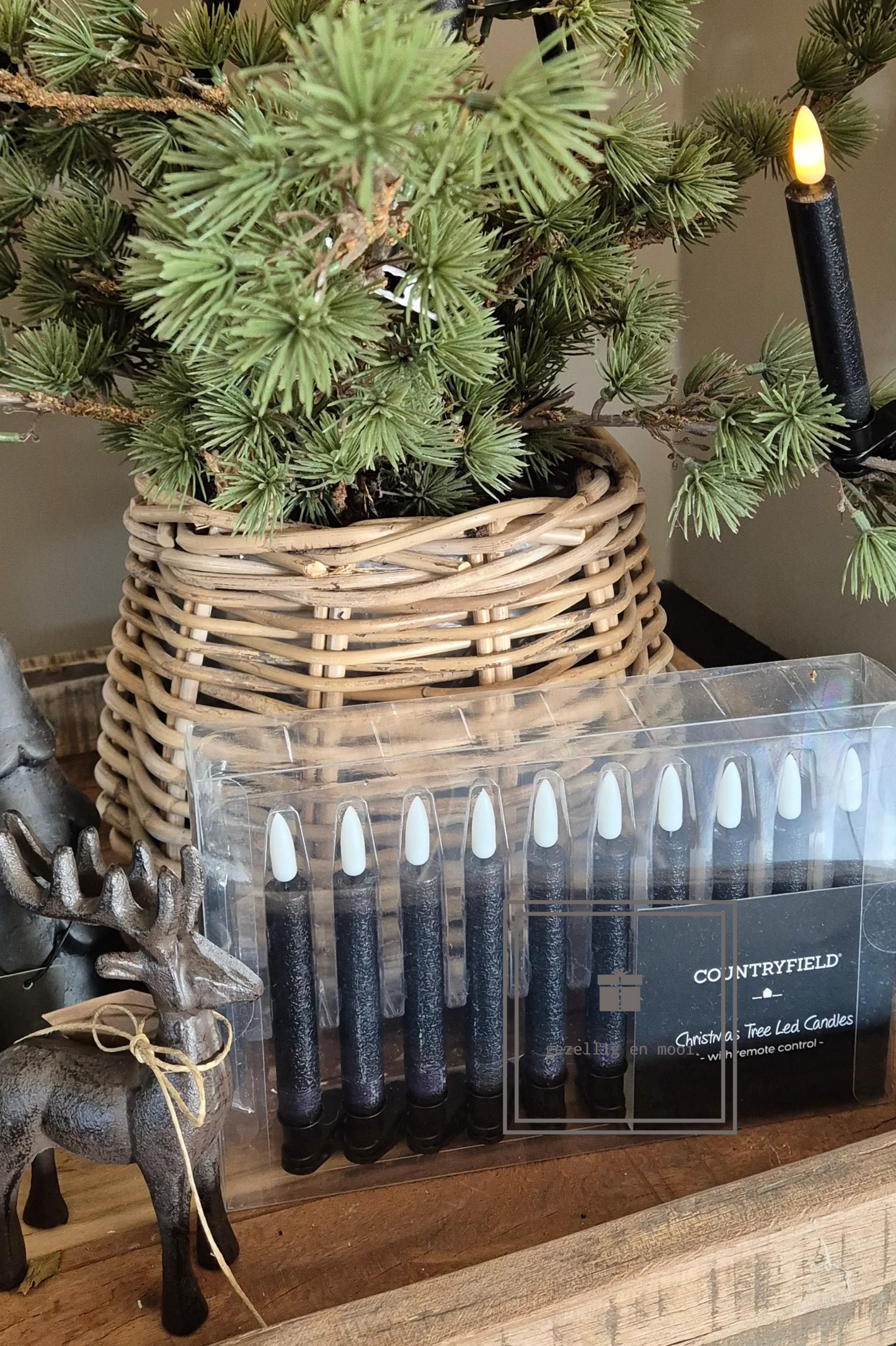 LED kerstboomkaarsjes zwart 10 stuks met afstandsbediening