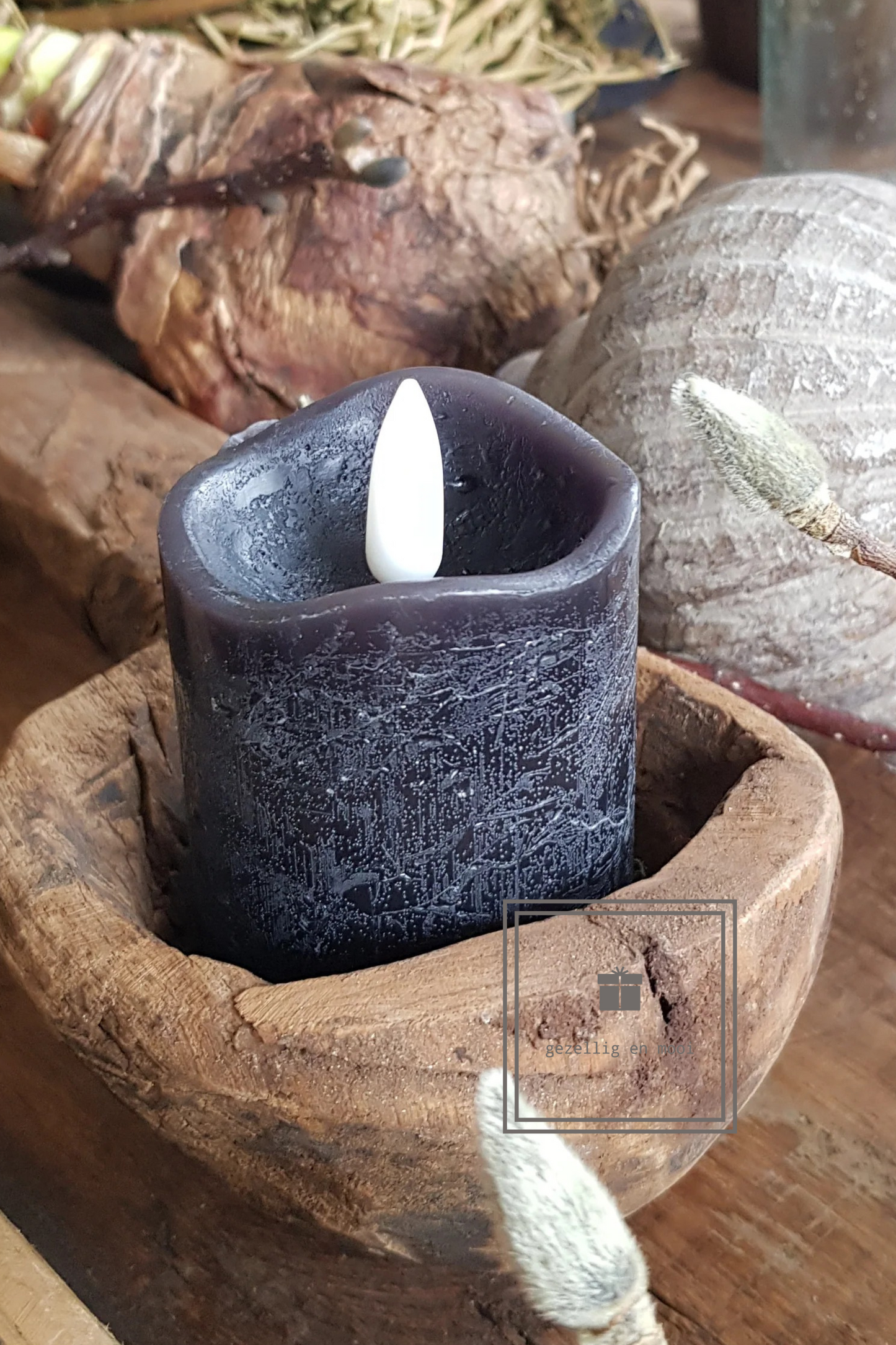 Waxinelicht LED 6cm Zwart Countryfield