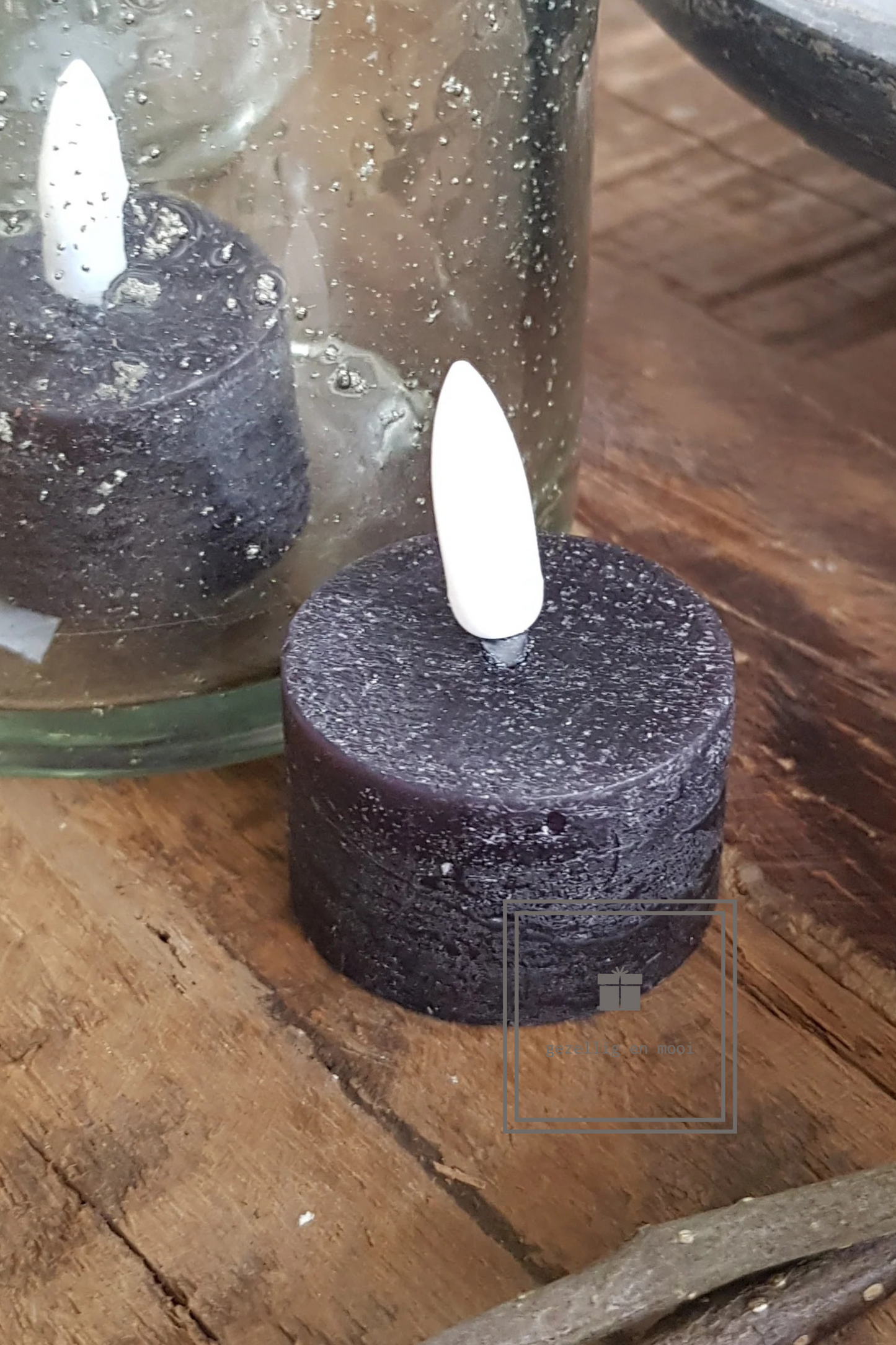 Waxinelicht LED Zwart 2 cm Coutryfield