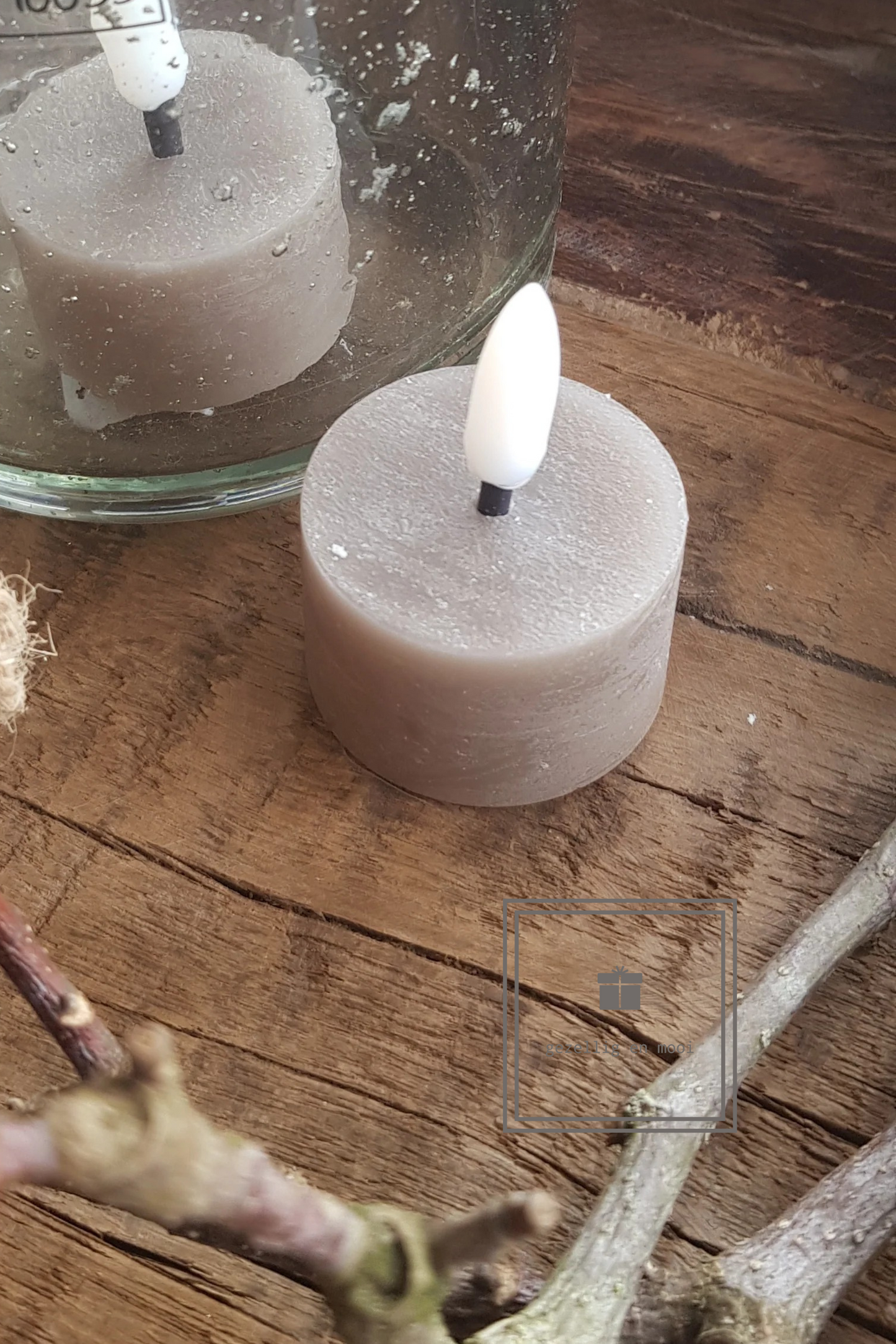 Waxinelicht LED Grey 2 cm Countryfield