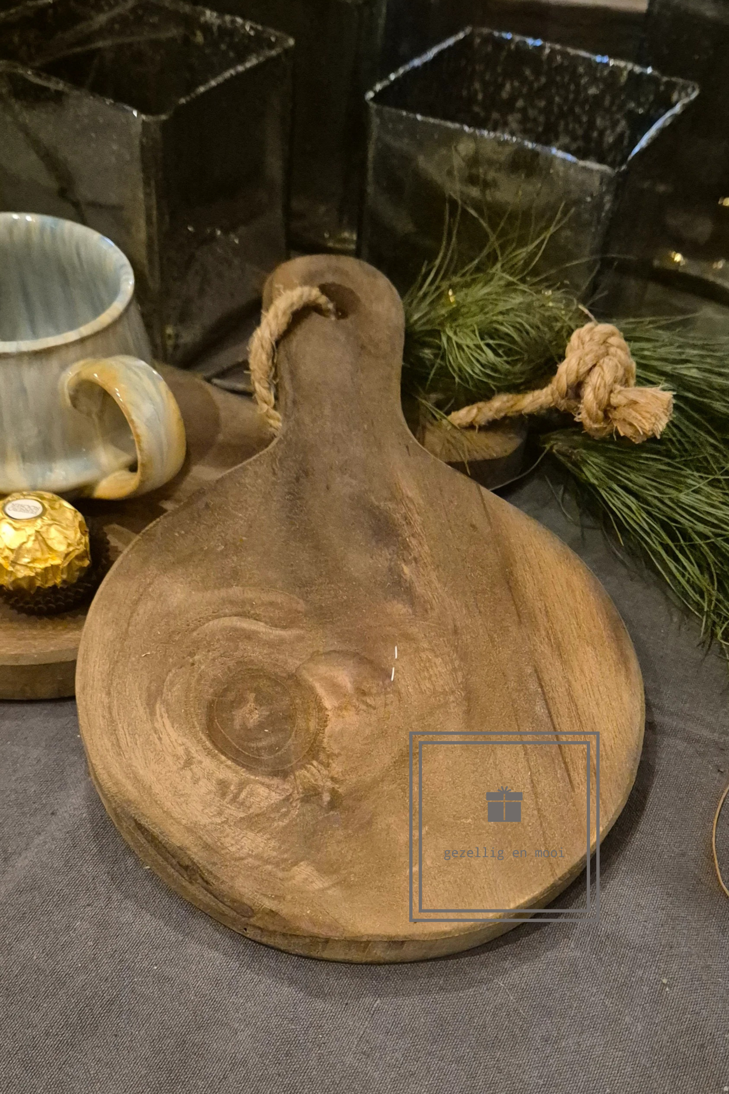 Plank rond met handvat klein