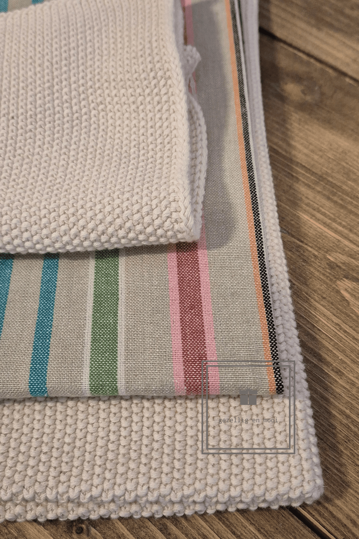 Theedoek veel kleuren streep