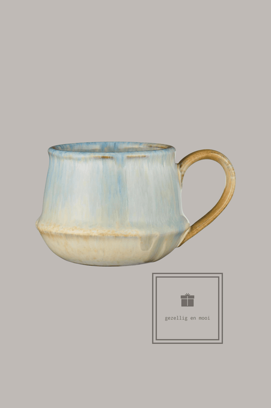 Mok Kalmar mosterd/blauw