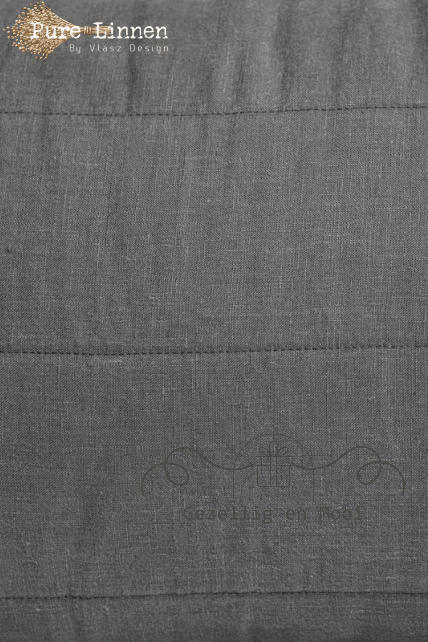 Pure linnen Bedloper/Bedrunner Donkergrijs/Strepen