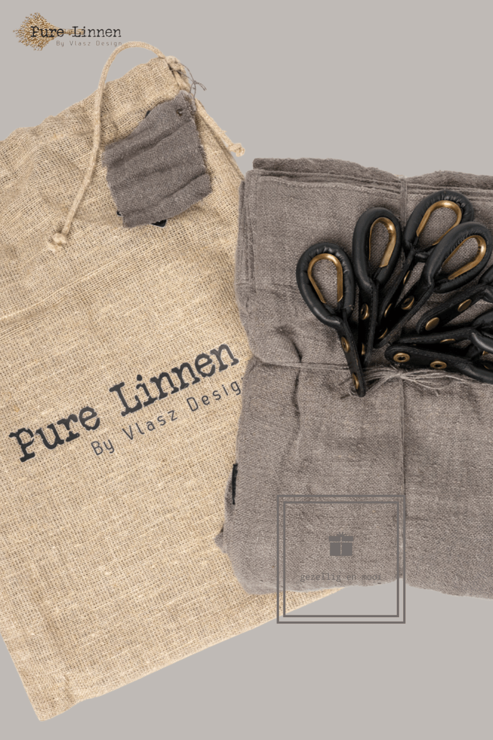 Pure Linnen Gordijn Esther Grey met lus 200x270