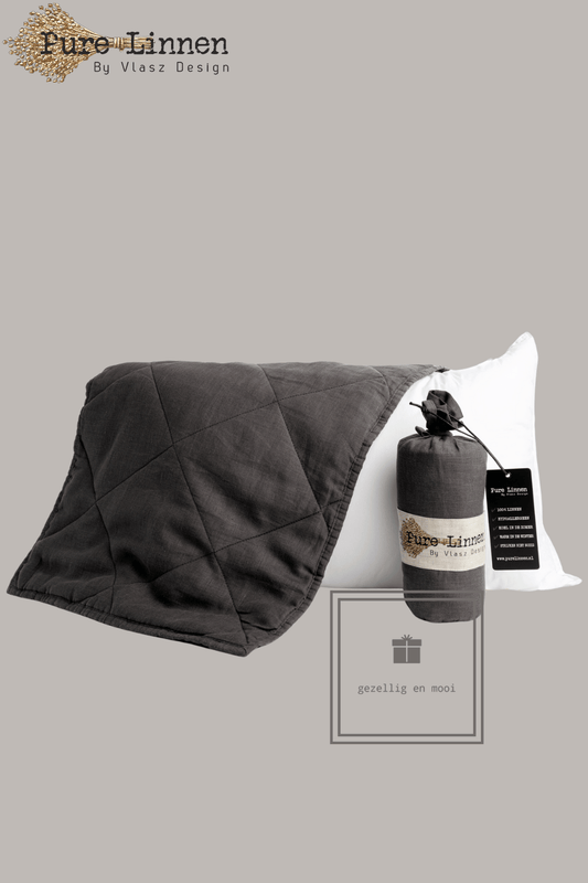 Pure Linnen Sierkussen Zwart/Diamond inc binnenkussen 40x60