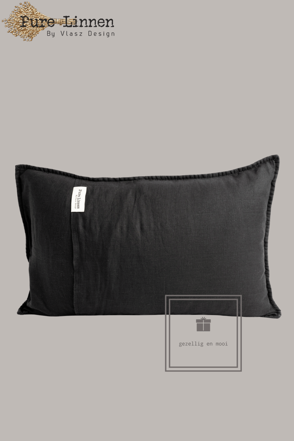 Pure Linnen Sierkussen Zwart/Diamond inc binnenkussen 40x60