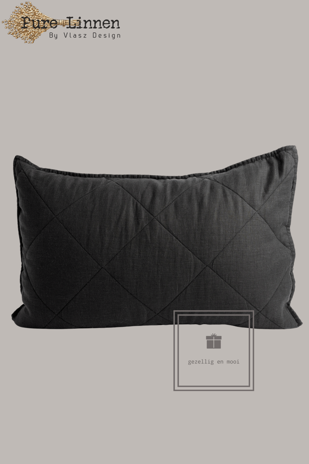 Pure Linnen Sierkussen Zwart/Diamond inc binnenkussen 40x60