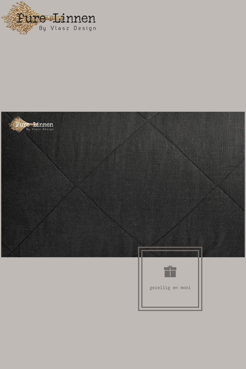 Pure Linnen Sierkussen Zwart/Diamond inc binnenkussen 40x60