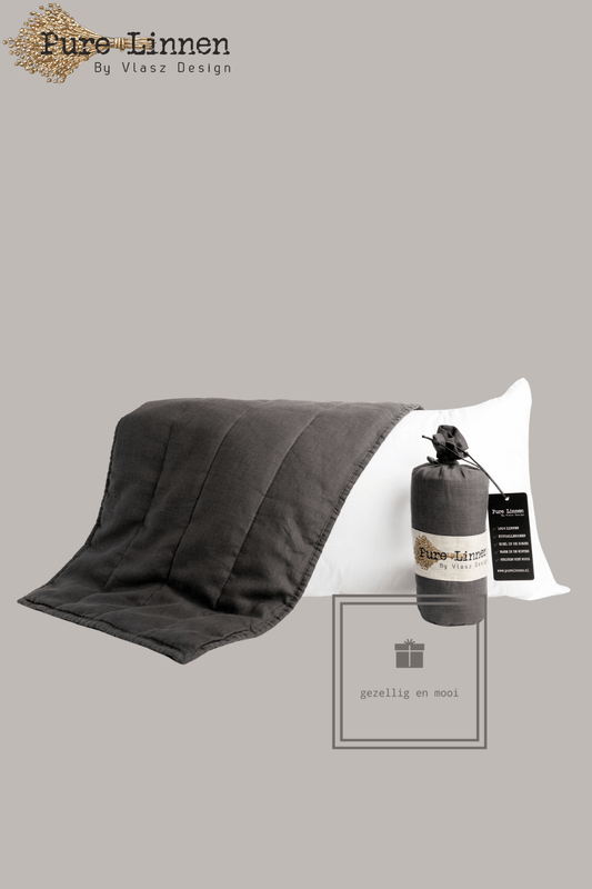 Pure Linnen Sierkussen Donkergrijs/Strepen inc binnenkussen 40x60