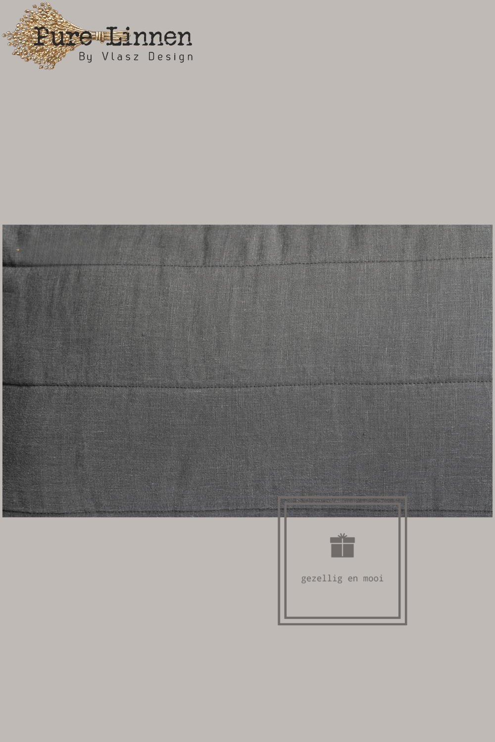 Pure Linnen Sierkussen Donkergrijs/Strepen inc binnenkussen 40x60