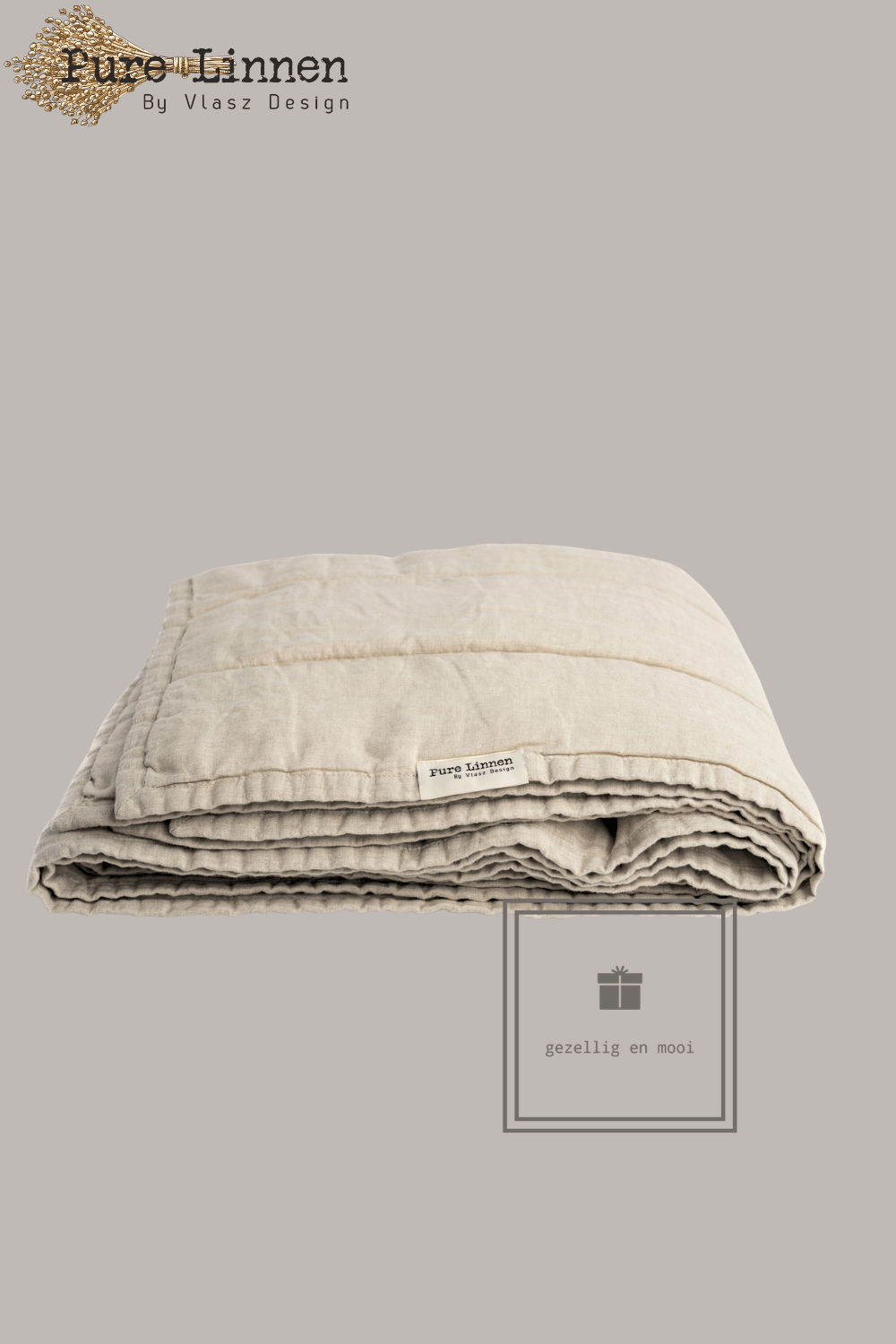 Pure Linnen Bedloper/Bedrunner Naturel/Strepen 70x260