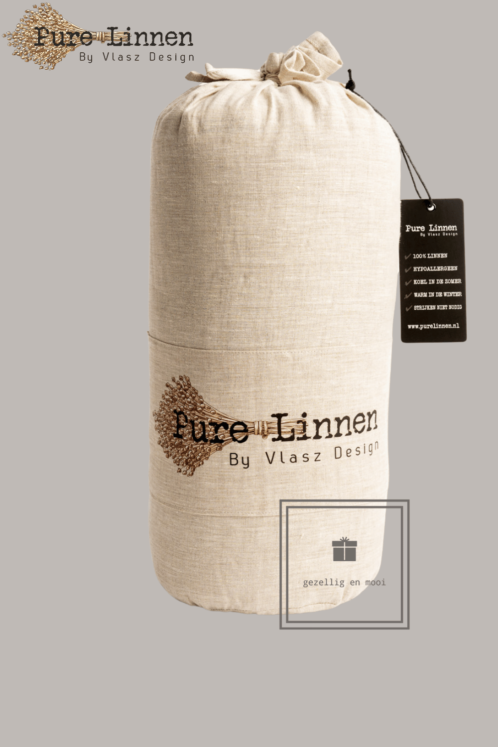 Pure Linnen Bedloper/Bedrunner Naturel/Strepen 70x260