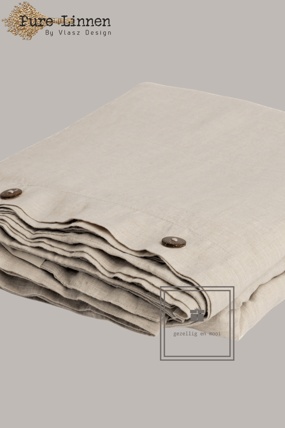 Pure Linnen Dekbedovertrek Naturel/Knopen 240x220