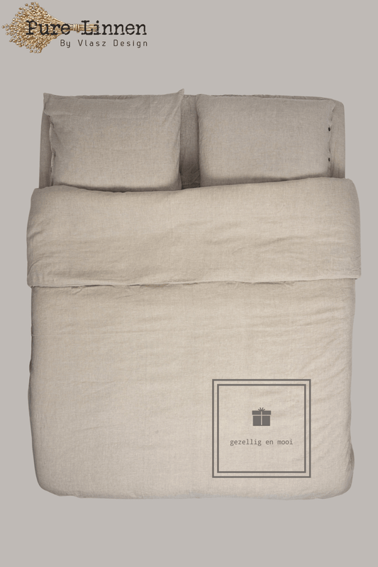 Pure Linnen Dekbedovertrek Naturel/Knopen