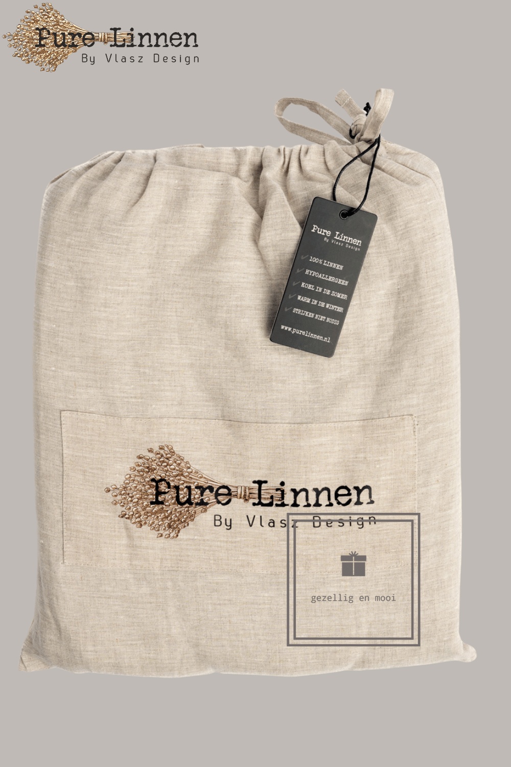 Pure Linnen Hoeslaken Naturel 90x200x20
