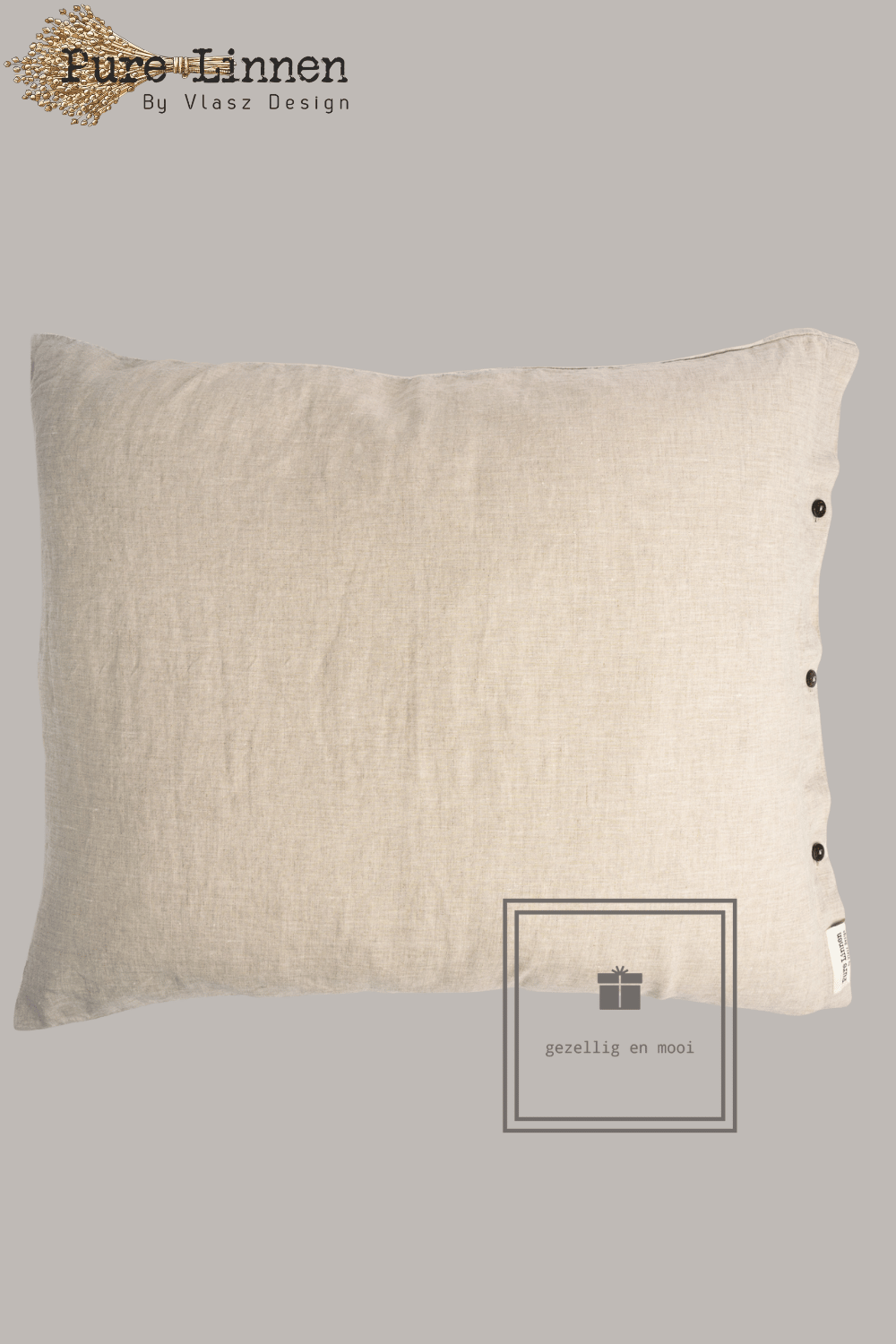 Pure Linnen Kussensloop Naturel/Knopen 60x70