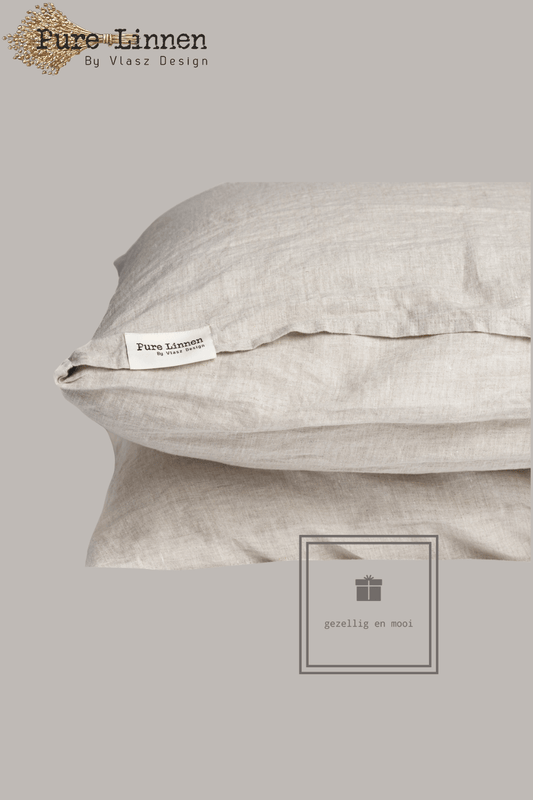 Pure Linnen Kussensloop Naturel/Instopstrook 60x70