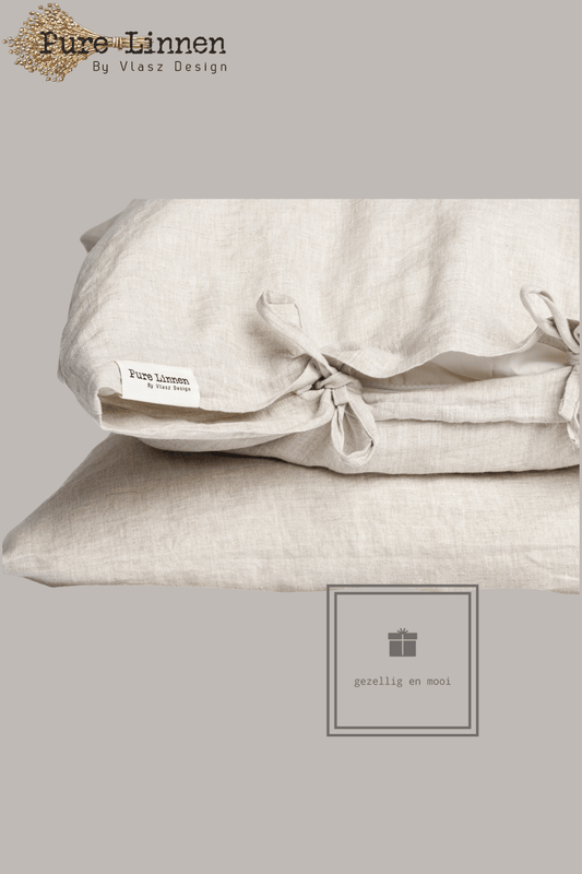 Pure Linnen Kussensloop Naturel/Strik 60x70