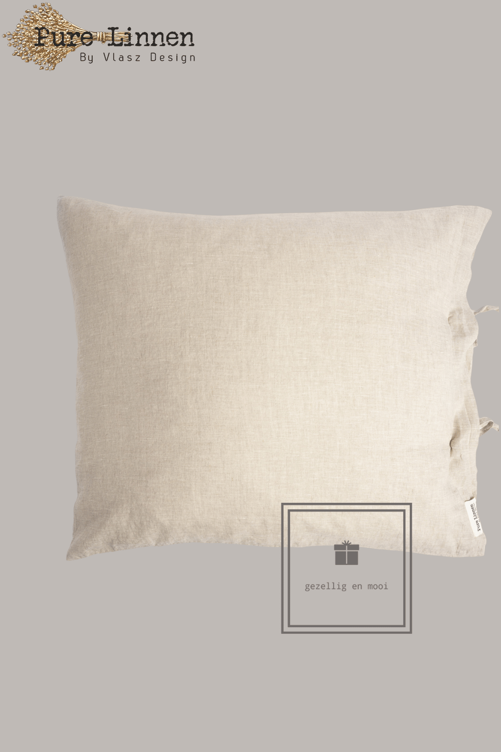 Pure Linnen Kussensloop Naturel/Strik 60x70