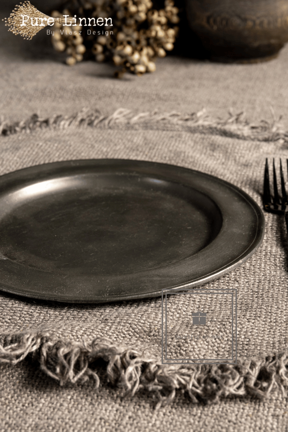 Pure Linnen Placemat Rond Grey 40 (Mara)