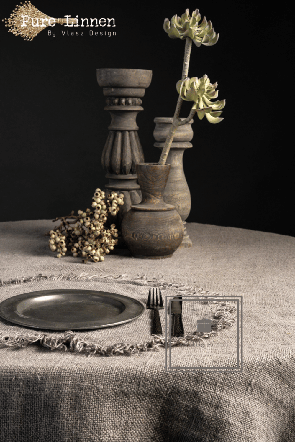 Pure Linnen Placemat Rond Grey 40 (Mara)