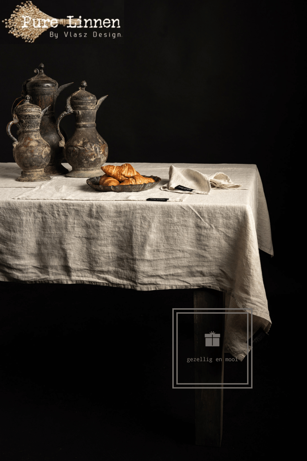 Pure Linnen Placemat Recht Naturel 52x40 (Salome) set van 2