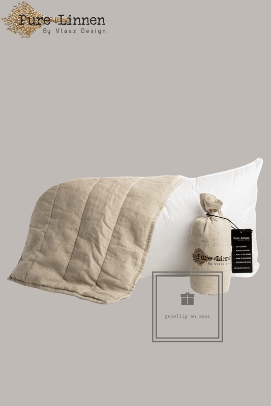 Pure Linnen Sierkussen Naturel/Strepen inc binnenkussen 40x60