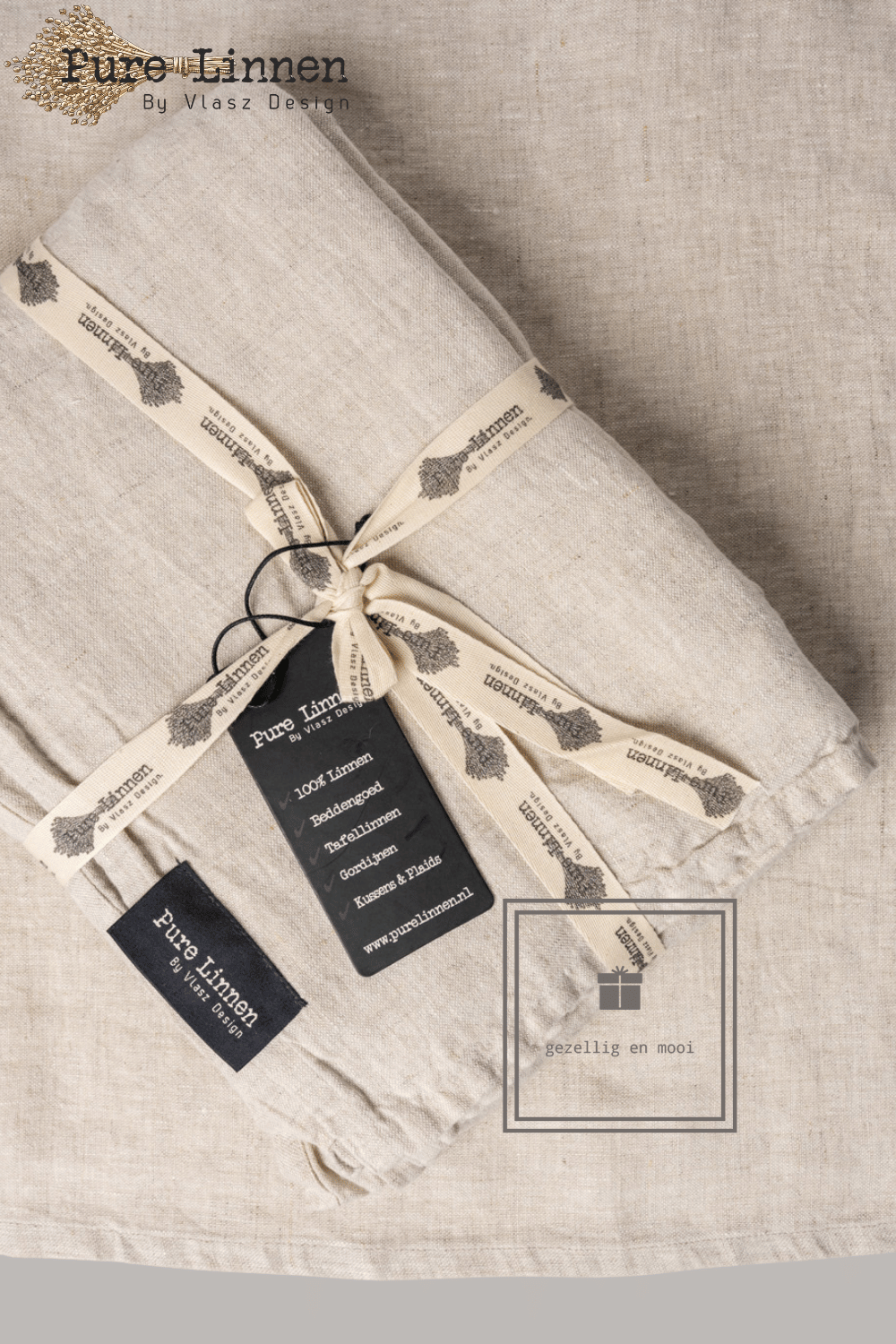 Pure Linnen Tafelkleed Recht Naturel 140x260 (Phoebe)