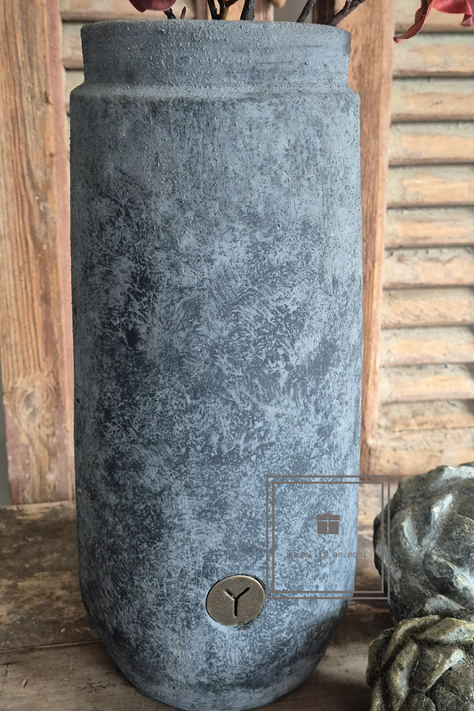 Brynxz Vase Cylinder Tall Stone Black L