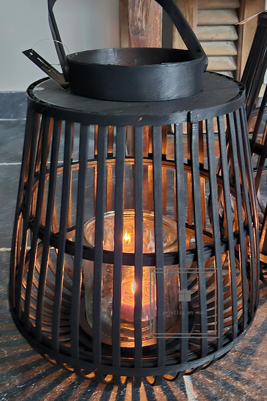 Windlicht bamboo Maat L en M