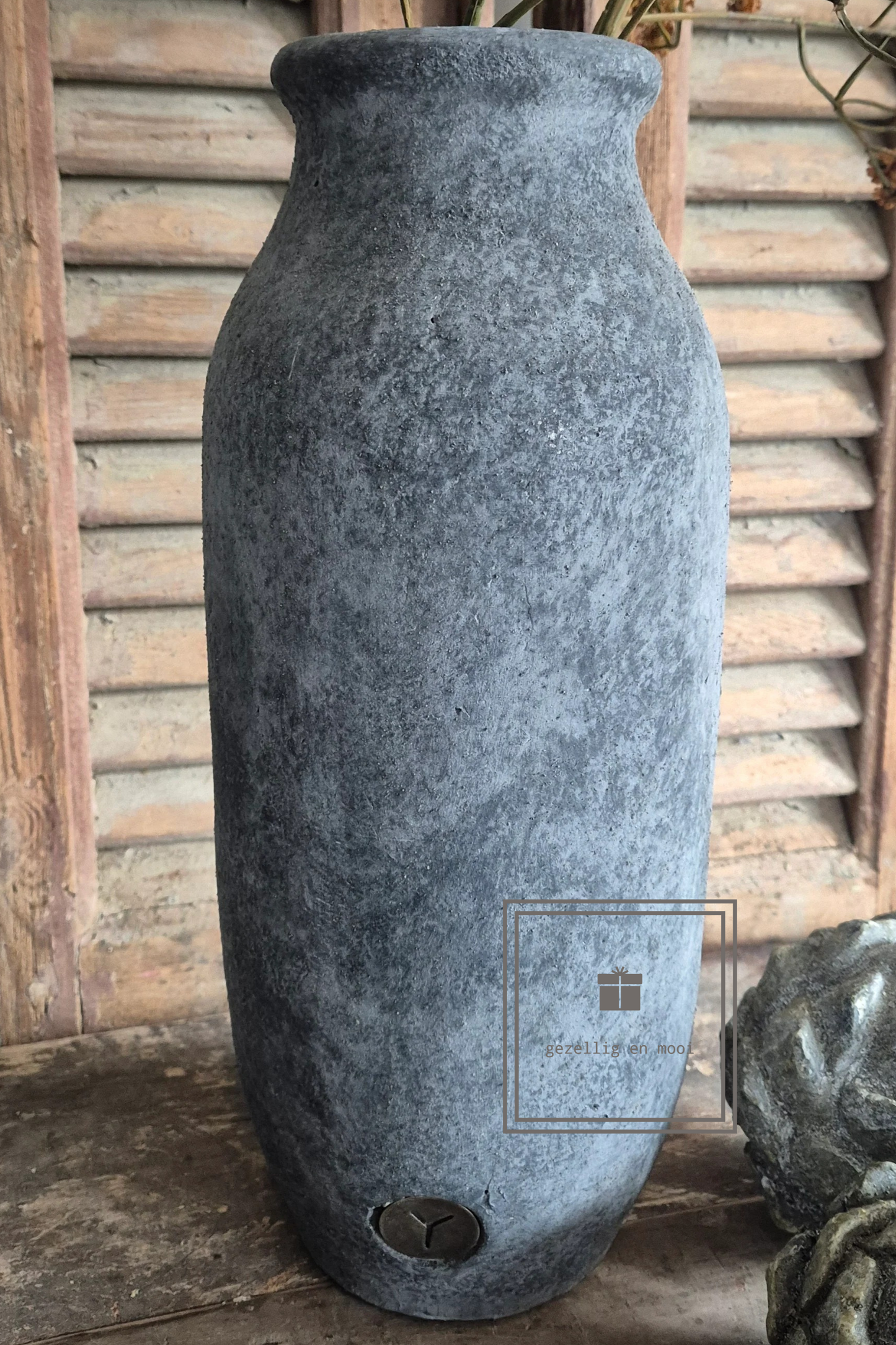 Brynxz Vase Cylinder De Luxe Stone Black M