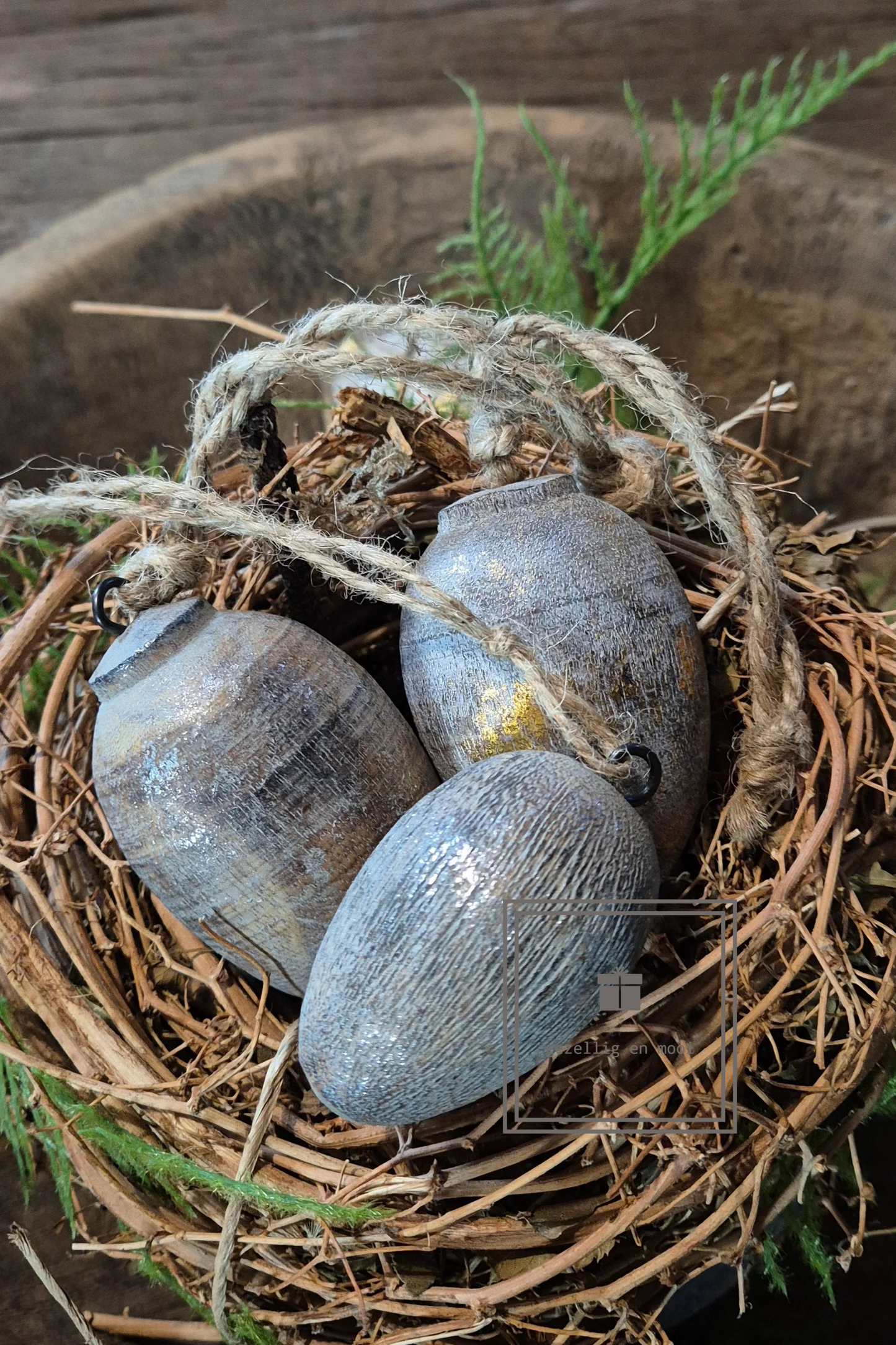 Ei hout naturel zilver