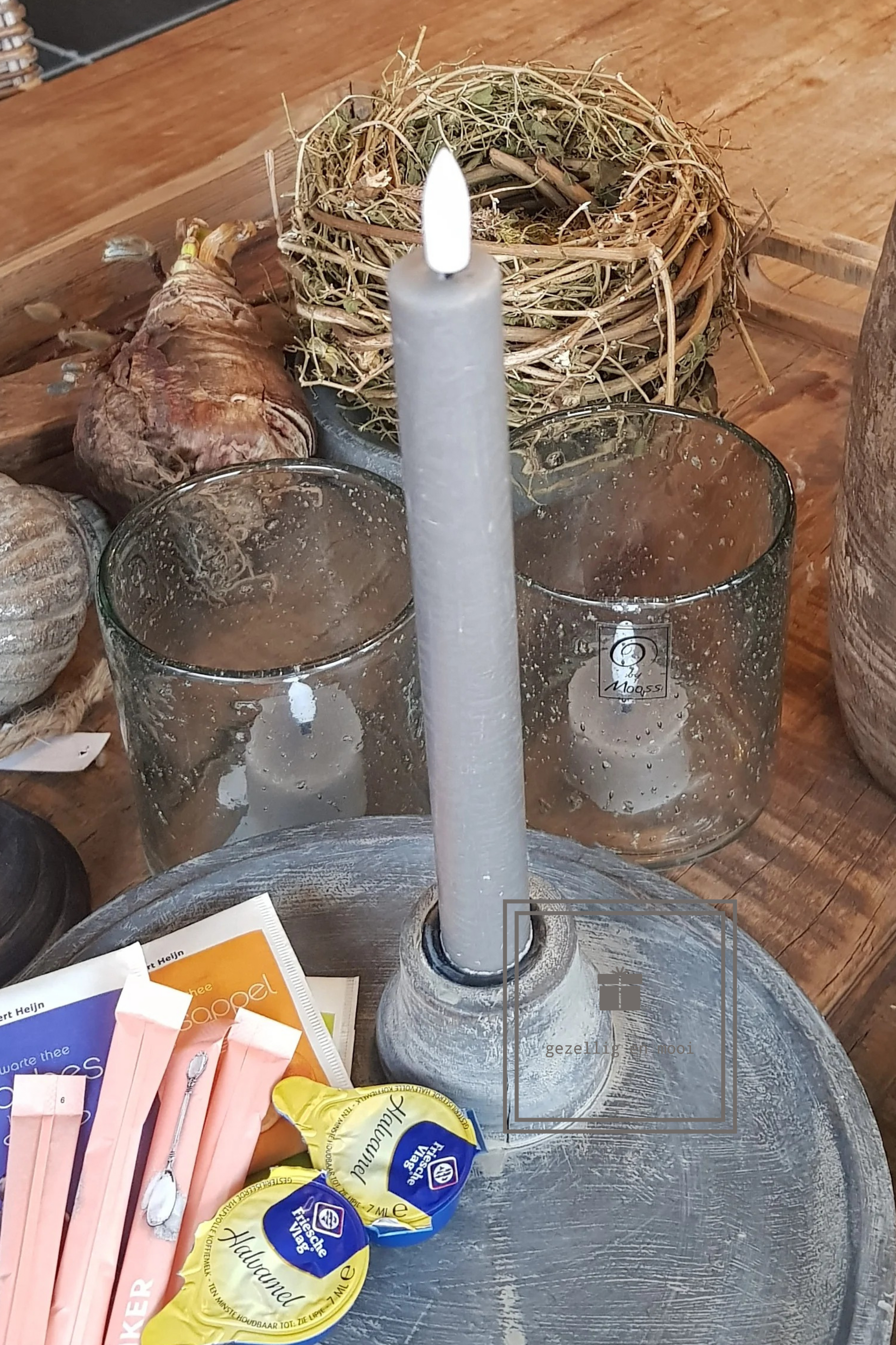 Dinerkaars LED grey 24 cm Countryfield
