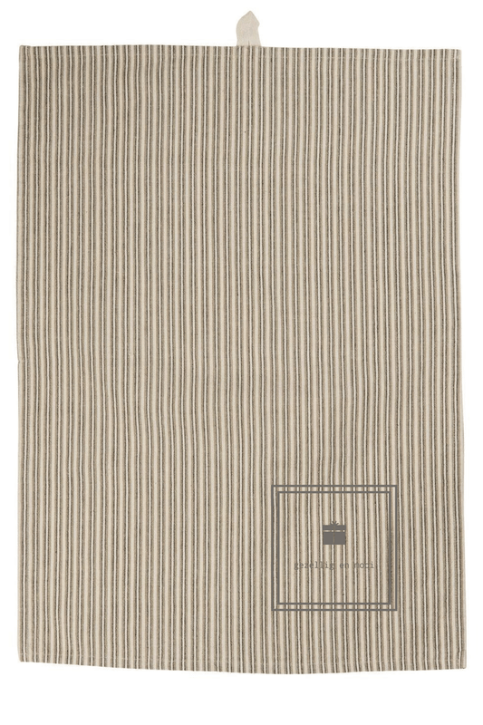 Theedoek Grijs/zwart streepje