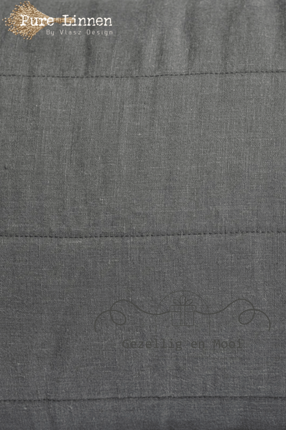 Pure linnen Bedloper/Bedrunner Donkergrijs/Strepen