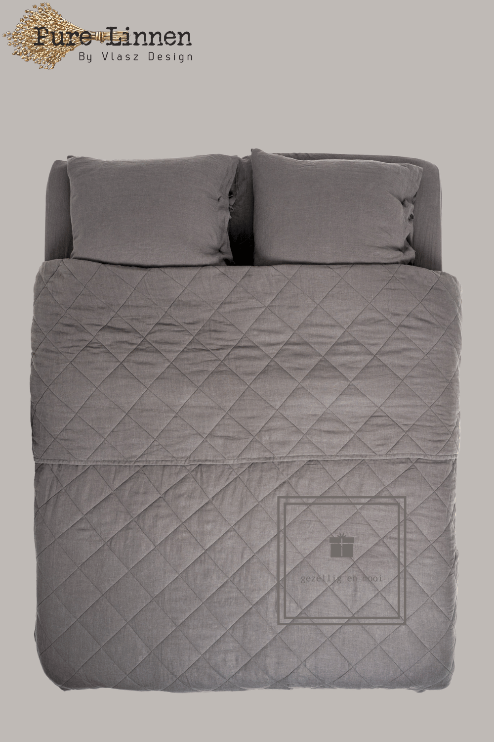 Pure Linnen Sprei Donkergrijs/Diamond 260x260