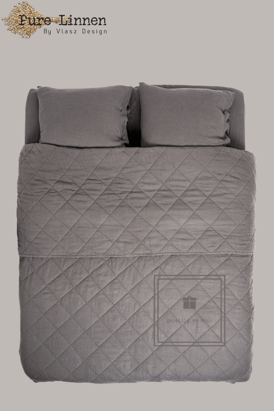 Pure Linnen Sprei Donkergrijs/Diamond 260x260