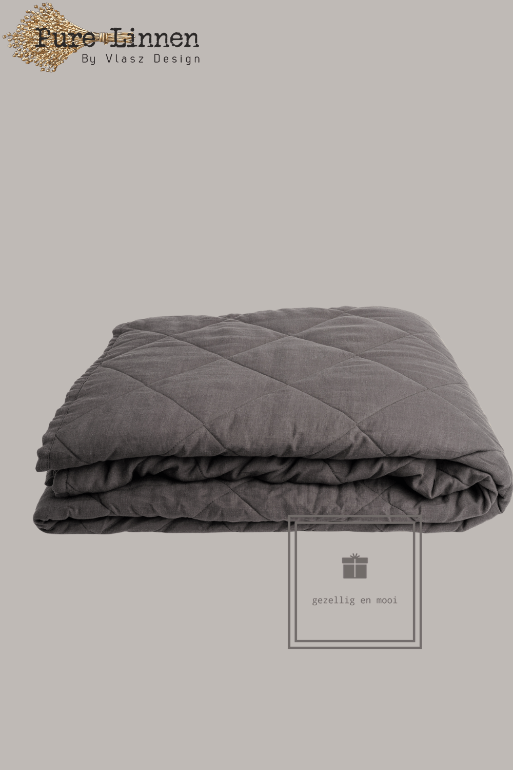 Pure Linnen Sprei Donkergrijs/Diamond 260x260