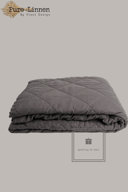 Pure Linnen Sprei Donkergrijs/Diamond 260x260