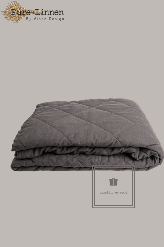 Pure Linnen Sprei Donkergrijs/Diamond 260x260