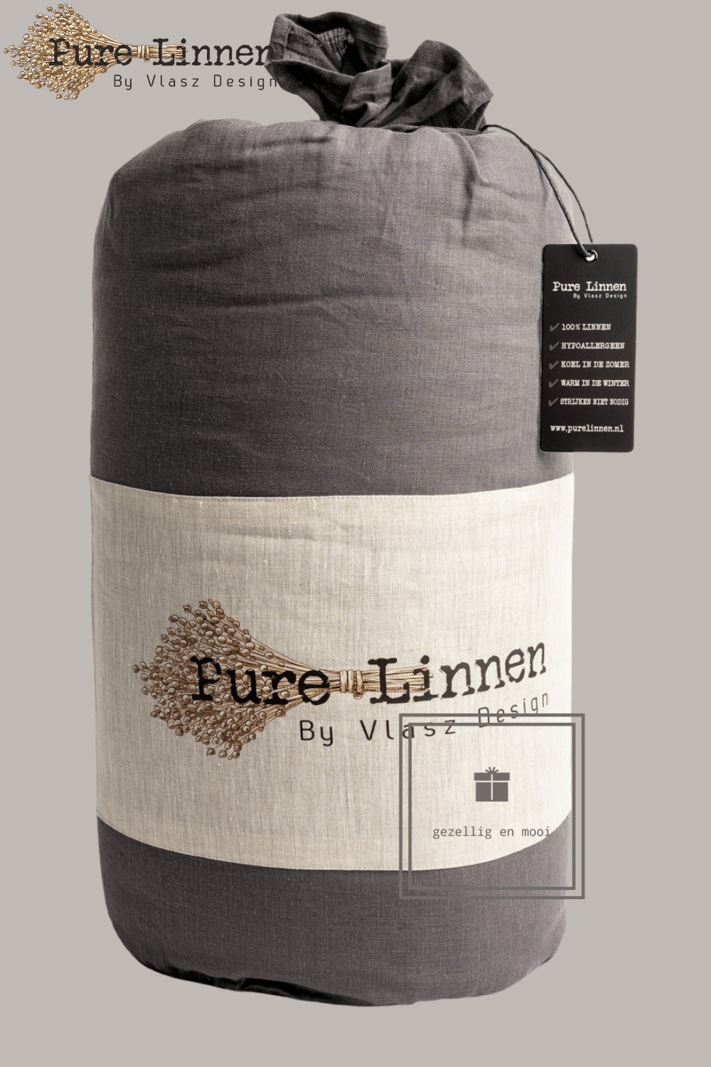 Pure Linnen Sprei Donkergrijs/Diamond 260x260