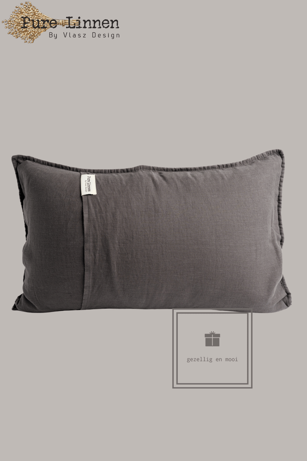 Pure Linnen Sierkussen Donkergrijs/Diamond inc binnenkussen 40x60