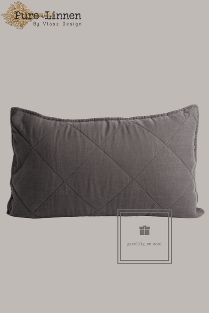 Pure Linnen Sierkussen Donkergrijs/Diamond inc binnenkussen 40x60