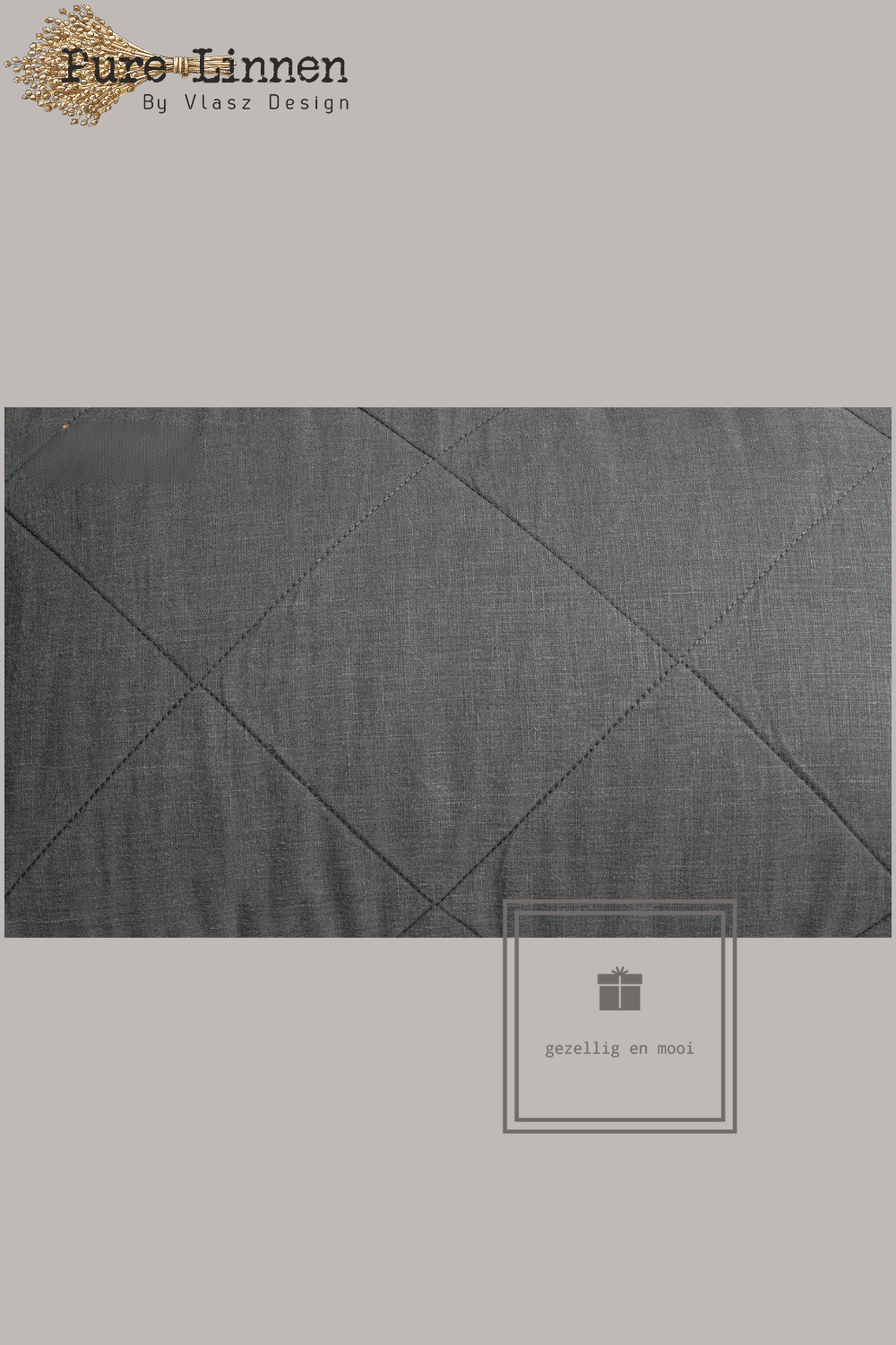 Pure Linnen Sierkussen Donkergrijs/Diamond inc binnenkussen 40x60