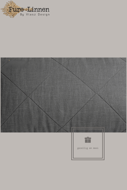 Pure Linnen Sierkussen Donkergrijs/Diamond inc binnenkussen 40x60
