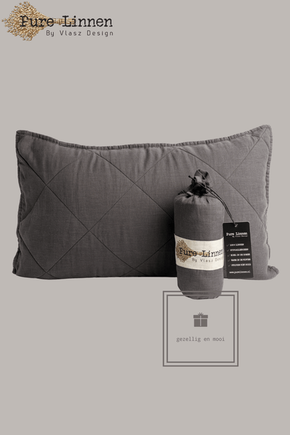 Pure Linnen Sierkussen Donkergrijs/Diamond inc binnenkussen 40x60