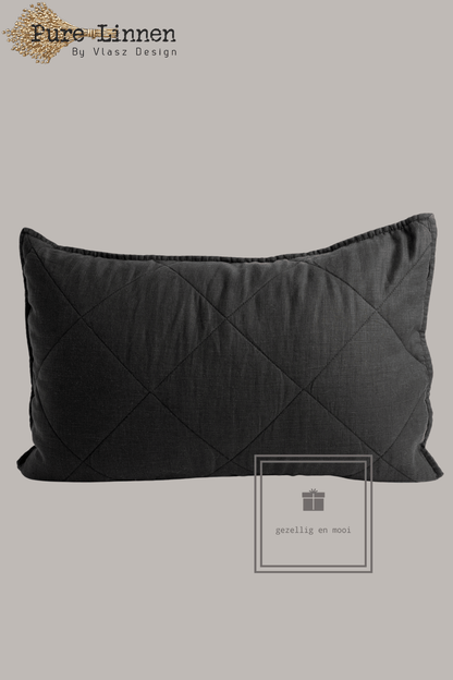 Pure Linnen Sierkussen Zwart/Diamond inc binnenkussen 40x60