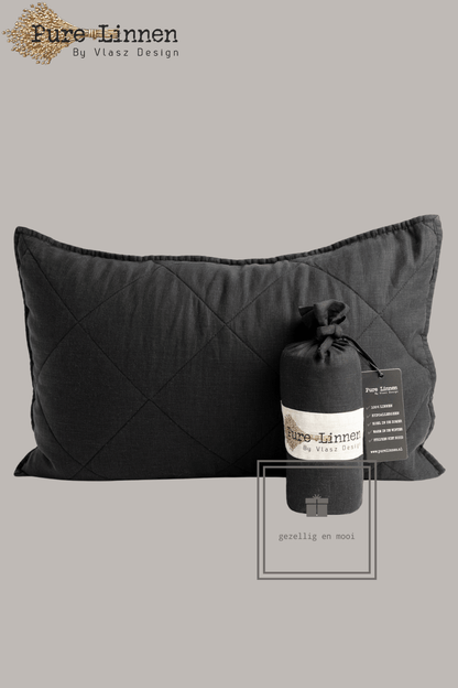 Pure Linnen Sierkussen Zwart/Diamond inc binnenkussen 40x60